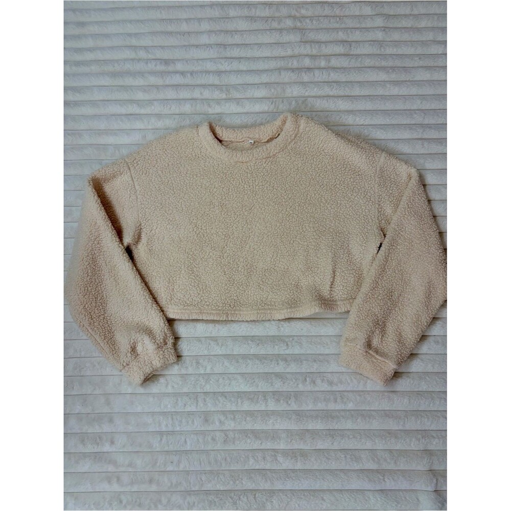 Cozy Cropped Sherpa Pullover - Cream